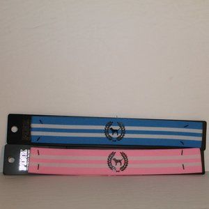PINK Victoria's Secret White Pink Striped and Blue White Striped Headbands NWT